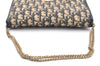 Authentic Christian Dior Trotter Chain Hand Bag Purse Canvas Leather Blue 6661I