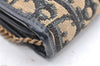 Authentic Christian Dior Trotter Chain Hand Bag Purse Canvas Leather Blue 6661I