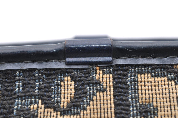 Authentic Christian Dior Trotter Chain Hand Bag Purse Canvas Leather Blue 6661I