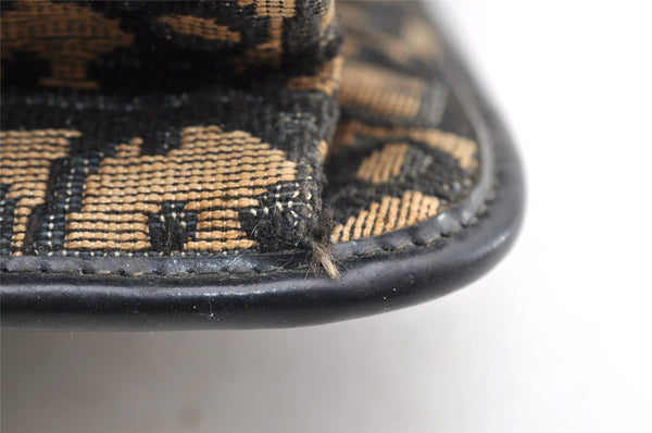 Authentic Christian Dior Trotter Chain Hand Bag Purse Canvas Leather Blue 6661I