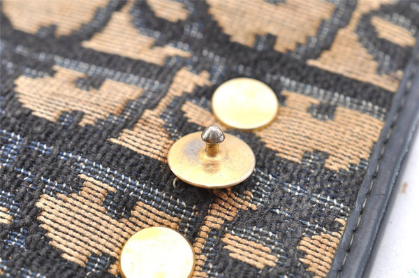 Authentic Christian Dior Trotter Chain Hand Bag Purse Canvas Leather Blue 6661I