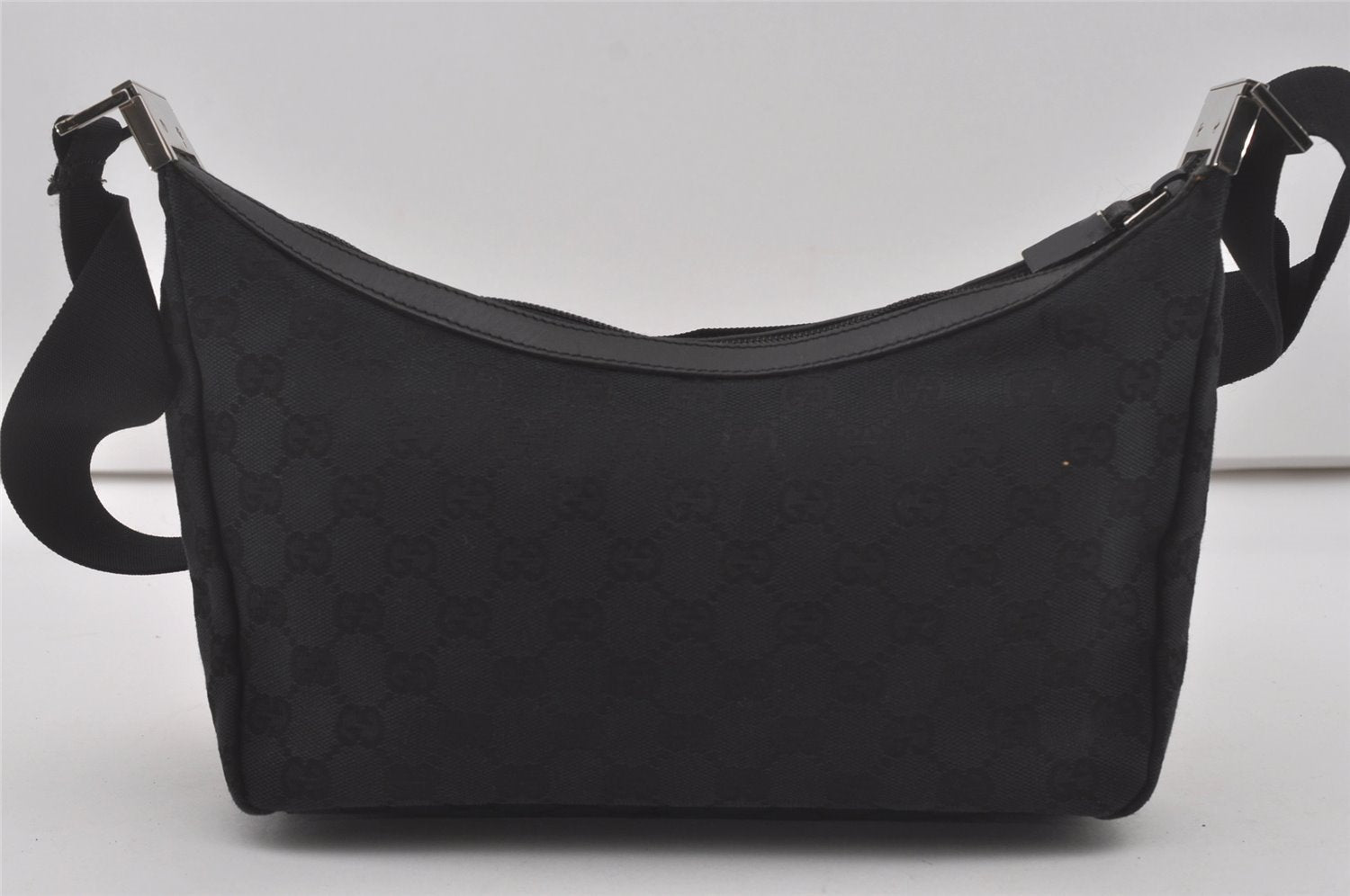 Authentic GUCCI Shoulder Cross Body Bag GG Canvas Leather 0190433 Black 6662I