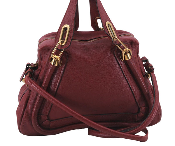 Authentic Chloe Paraty 2Way Shoulder Hand Bag Red 6663D