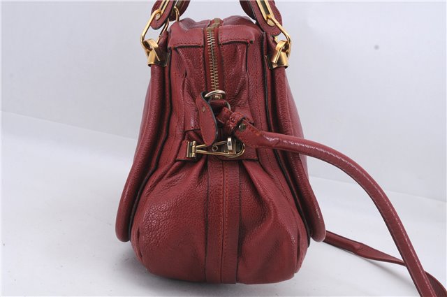 Authentic Chloe Paraty 2Way Shoulder Hand Bag Red 6663D