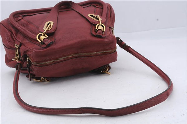 Authentic Chloe Paraty 2Way Shoulder Hand Bag Red 6663D