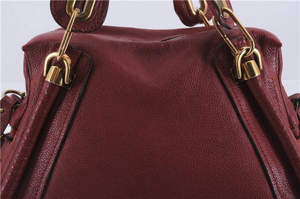 Authentic Chloe Paraty 2Way Shoulder Hand Bag Red 6663D