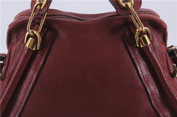 Authentic Chloe Paraty 2Way Shoulder Hand Bag Red 6663D
