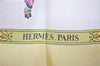 Authentic HERMES Carre 90 Scarf "LA PROMENADE DE LONGCHAMPS" Silk Yellow 6664F