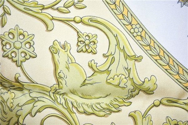 Authentic HERMES Carre 90 Scarf "LA PROMENADE DE LONGCHAMPS" Silk Yellow 6664F