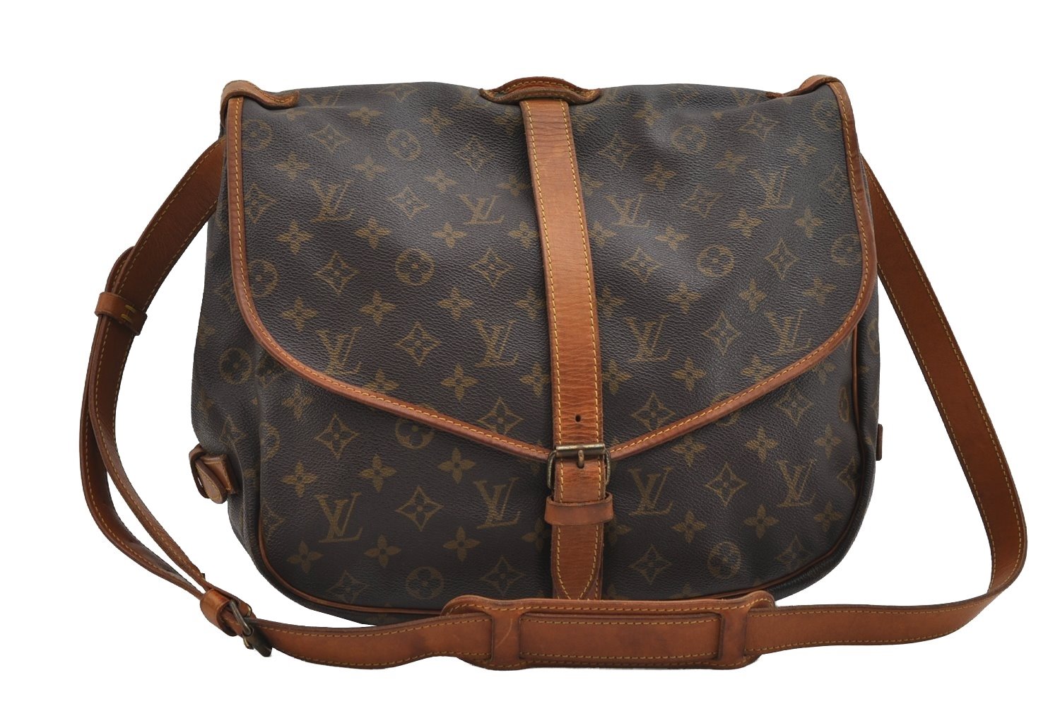 Authentic Louis Vuitton Monogram Saumur 35 Shoulder Cross Bag M42254 LV 6666I