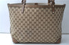Authentic GUCCI Craft Shoulder Tote Bag GG Canvas Leather 247209 Brown 6667E