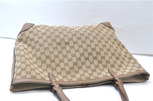 Authentic GUCCI Craft Shoulder Tote Bag GG Canvas Leather 247209 Brown 6667E