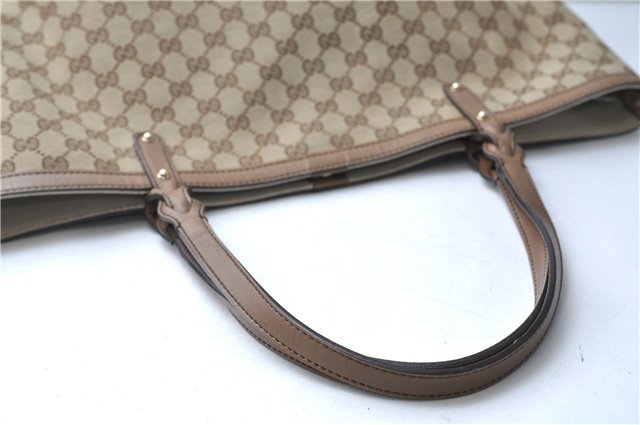 Authentic GUCCI Craft Shoulder Tote Bag GG Canvas Leather 247209 Brown 6667E