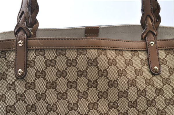 Authentic GUCCI Craft Shoulder Tote Bag GG Canvas Leather 247209 Brown 6667E