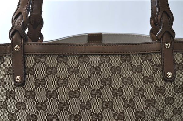 Authentic GUCCI Craft Shoulder Tote Bag GG Canvas Leather 247209 Brown 6667E