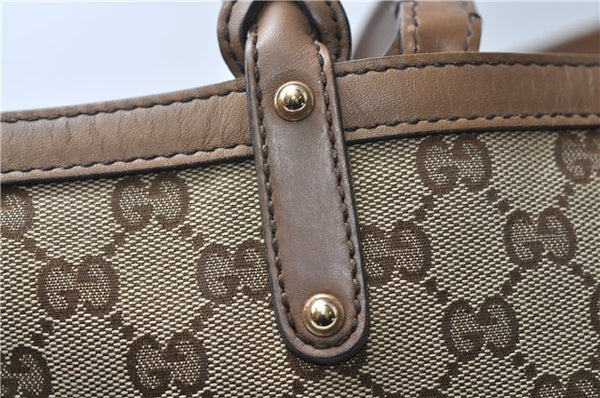 Authentic GUCCI Craft Shoulder Tote Bag GG Canvas Leather 247209 Brown 6667E