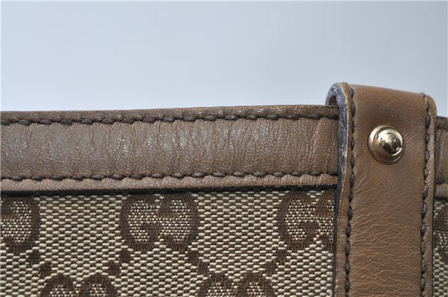 Authentic GUCCI Craft Shoulder Tote Bag GG Canvas Leather 247209 Brown 6667E