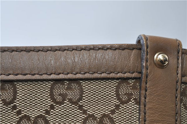 Authentic GUCCI Craft Shoulder Tote Bag GG Canvas Leather 247209 Brown 6667E