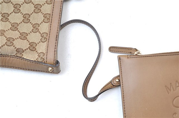 Authentic GUCCI Craft Shoulder Tote Bag GG Canvas Leather 247209 Brown 6667E