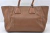 Authentic PRADA Vintage Leather Nappa Shoulder Hand Tote Bag Brown 6668E