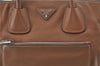 Authentic PRADA Vintage Leather Nappa Shoulder Hand Tote Bag Brown 6668E