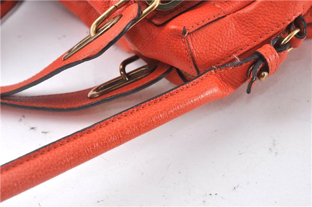 Authentic Chloe Paraty 2Way Shoulder Cross Body Hand Bag Leather Orange 6669D