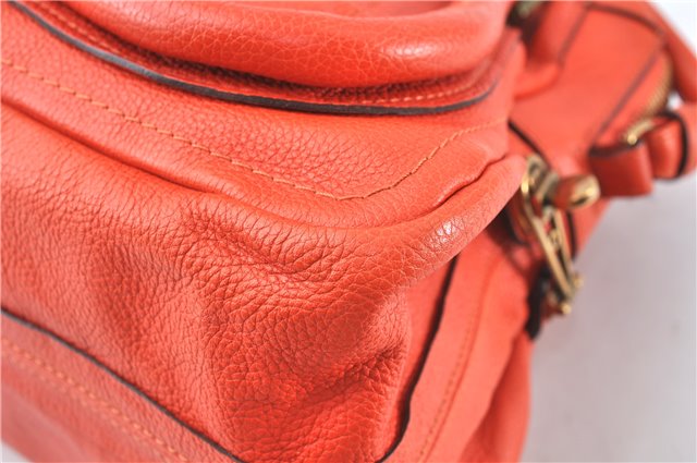 Authentic Chloe Paraty 2Way Shoulder Cross Body Hand Bag Leather Orange 6669D