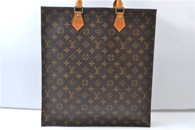 Authentic Louis Vuitton Monogram Sac Plat Hand Tote Bag M51140 LV 6669E