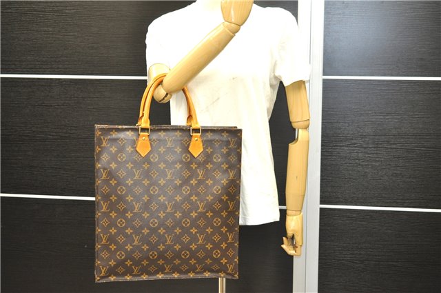 Authentic Louis Vuitton Monogram Sac Plat Hand Tote Bag M51140 LV 6669E