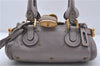 Authentic Chloe Mini Paddington Leather Hand Bag Gray 6671D