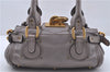 Authentic Chloe Mini Paddington Leather Hand Bag Gray 6671D