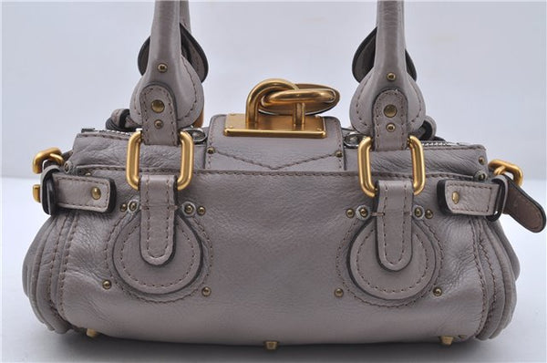 Authentic Chloe Mini Paddington Leather Hand Bag Gray 6671D