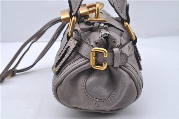 Authentic Chloe Mini Paddington Leather Hand Bag Gray 6671D