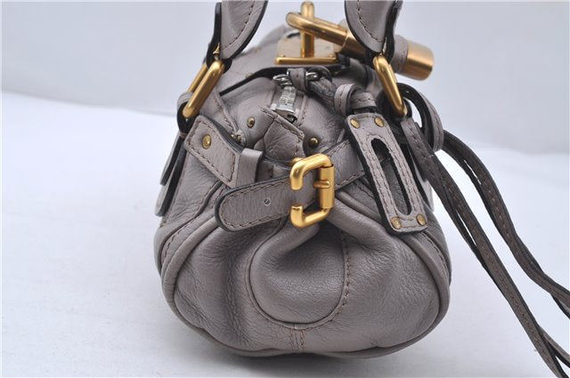 Authentic Chloe Mini Paddington Leather Hand Bag Gray 6671D