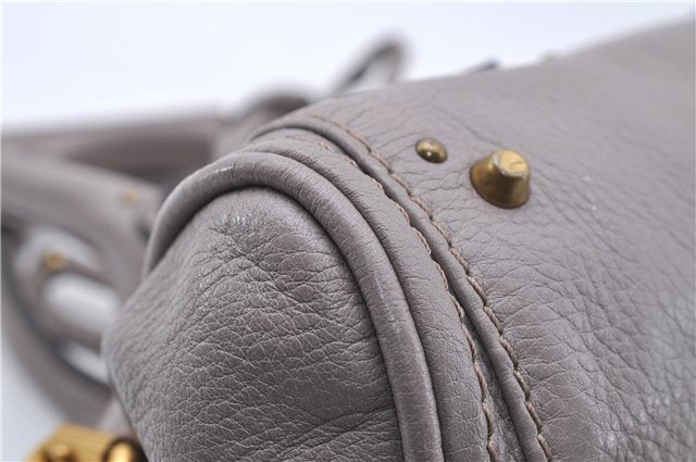 Authentic Chloe Mini Paddington Leather Hand Bag Gray 6671D