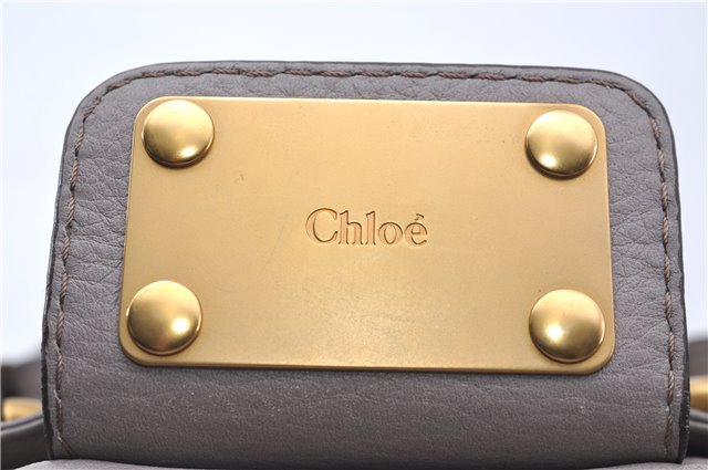 Authentic Chloe Mini Paddington Leather Hand Bag Gray 6671D