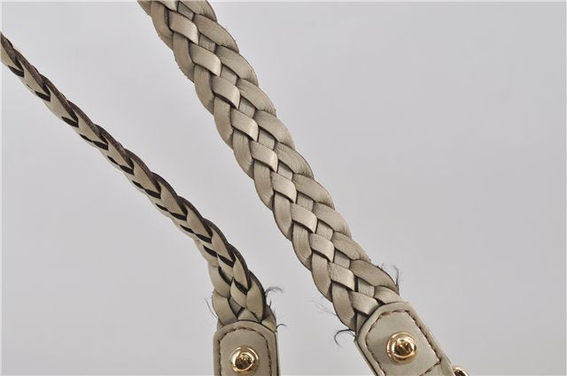 Authentic GUCCI Bamboo Shoulder Tote Bag Canvas Leather 170206 Brown White 6672D