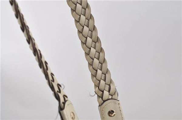 Authentic GUCCI Bamboo Shoulder Tote Bag Canvas Leather 170206 Brown White 6672D