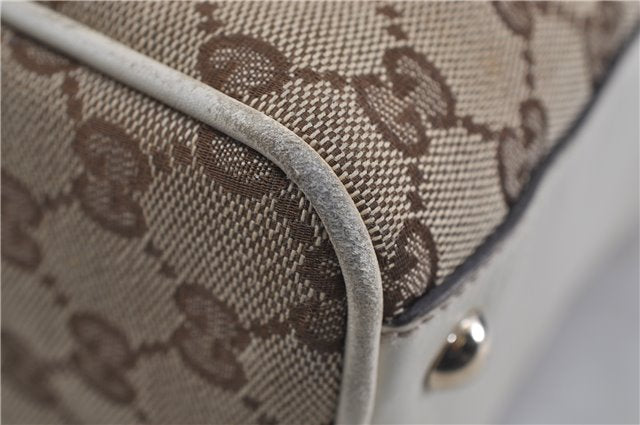Authentic GUCCI Bamboo Shoulder Tote Bag Canvas Leather 170206 Brown White 6672D