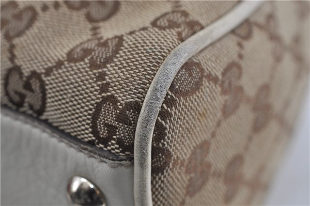 Authentic GUCCI Bamboo Shoulder Tote Bag Canvas Leather 170206 Brown White 6672D