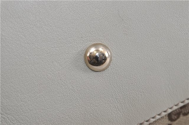 Authentic GUCCI Bamboo Shoulder Tote Bag Canvas Leather 170206 Brown White 6672D