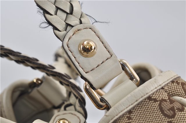 Authentic GUCCI Bamboo Shoulder Tote Bag Canvas Leather 170206 Brown White 6672D