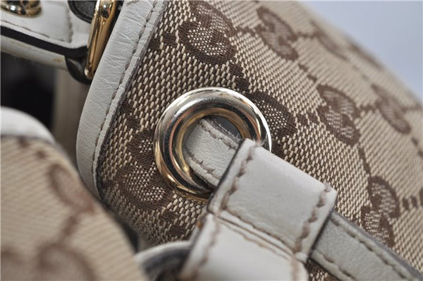 Authentic GUCCI Bamboo Shoulder Tote Bag Canvas Leather 170206 Brown White 6672D