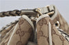 Authentic GUCCI Bamboo Shoulder Tote Bag Canvas Leather 170206 Brown White 6672D