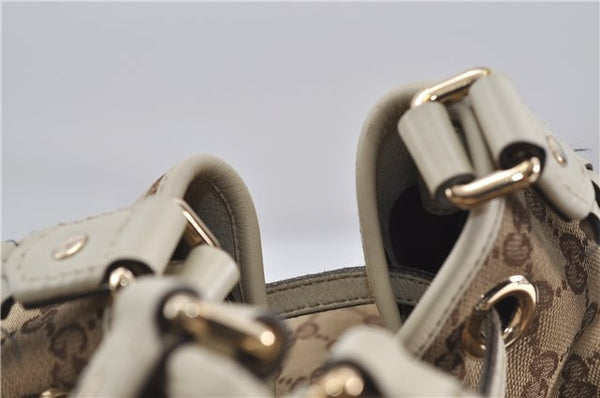 Authentic GUCCI Bamboo Shoulder Tote Bag Canvas Leather 170206 Brown White 6672D