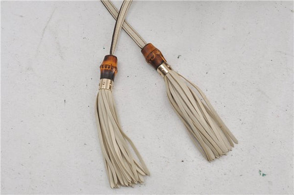 Authentic GUCCI Bamboo Shoulder Tote Bag Canvas Leather 170206 Brown White 6672D