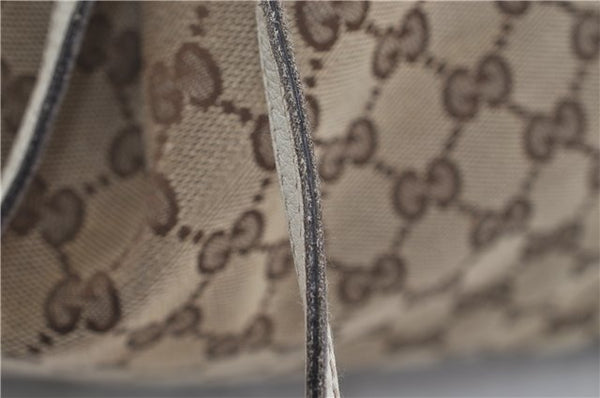 Authentic GUCCI Bamboo Shoulder Tote Bag Canvas Leather 170206 Brown White 6672D