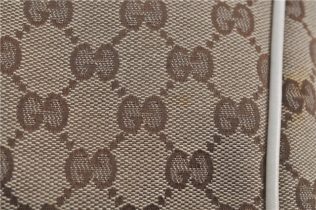 Authentic GUCCI Bamboo Shoulder Tote Bag Canvas Leather 170206 Brown White 6672D