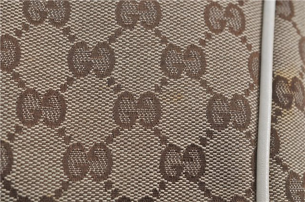 Authentic GUCCI Bamboo Shoulder Tote Bag Canvas Leather 170206 Brown White 6672D