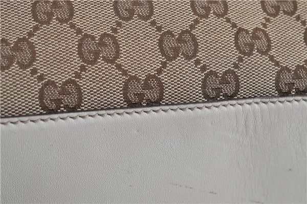 Authentic GUCCI Bamboo Shoulder Tote Bag Canvas Leather 170206 Brown White 6672D